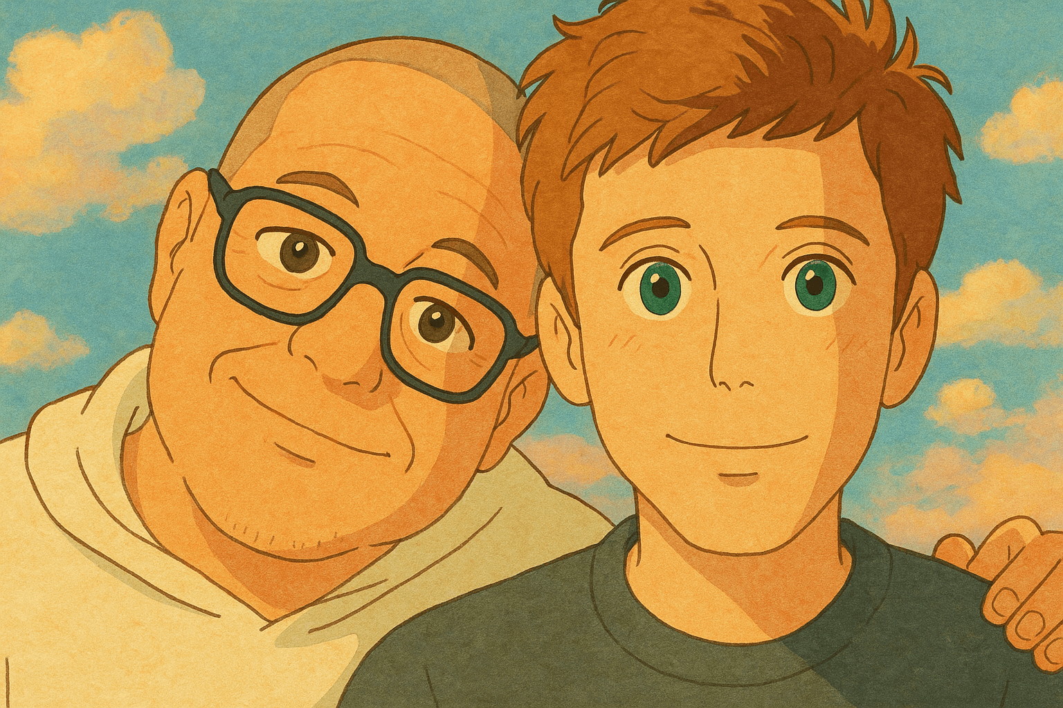 Image of Sam Altman and Jony Ive Ghiblified